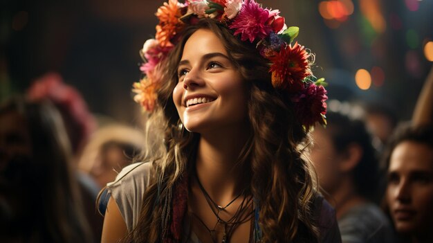 Woman with a crown of flowers