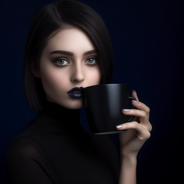 woman with a cup off coffee