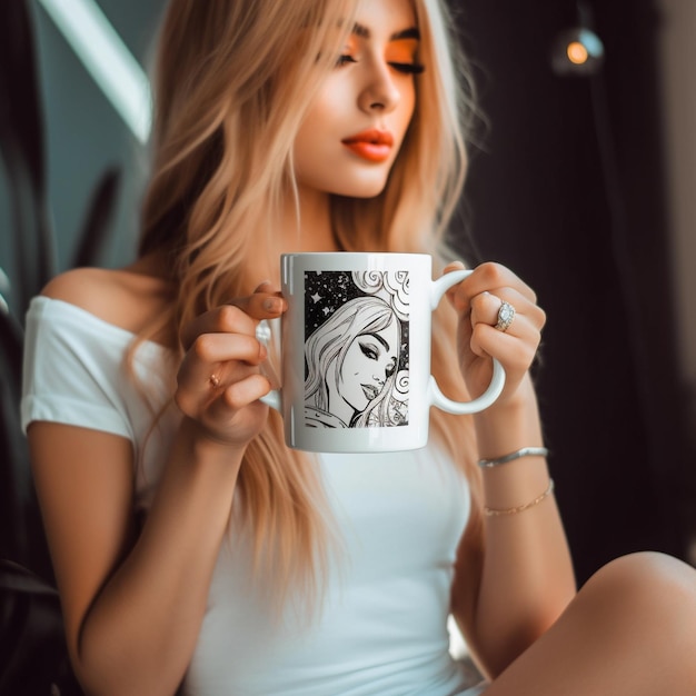 woman with a cup off coffee