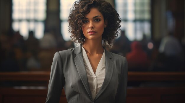 Foto una donna con i capelli ricci che indossa un vestito