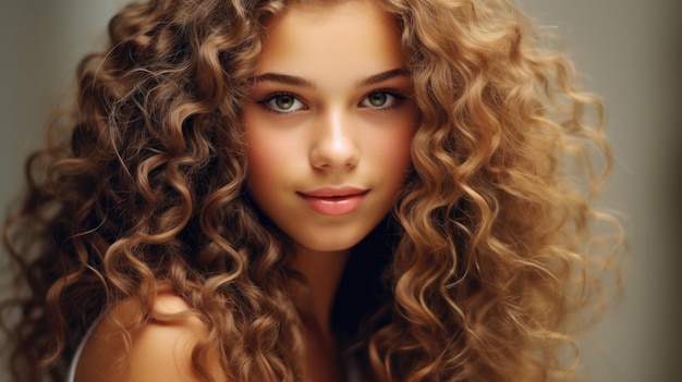 a woman with curly hair