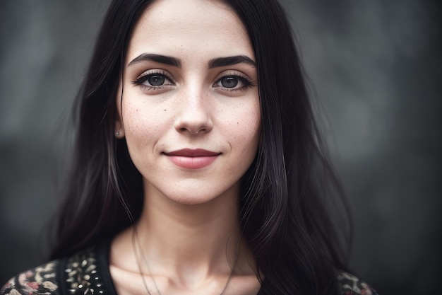 A woman with dark hair and freckles smiles at the camera.