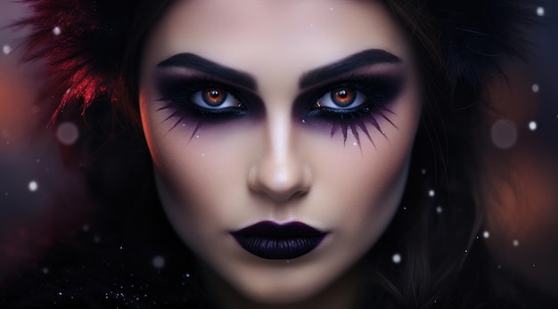 Photo a woman with dark makeup