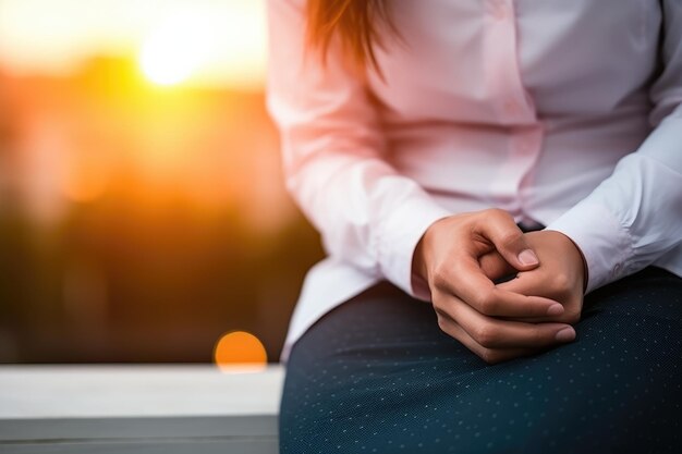 Woman with depression stomach pain due to depression and stress