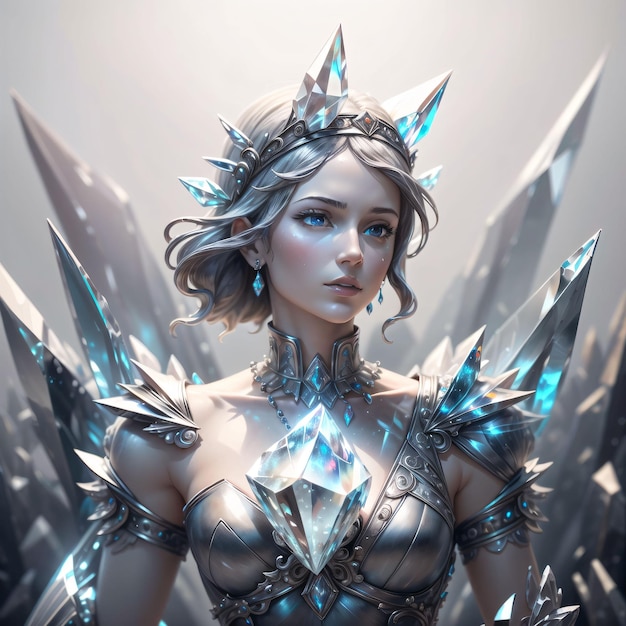 Женщина с бриллиантовой короной и голубым бриллиантом на голове.