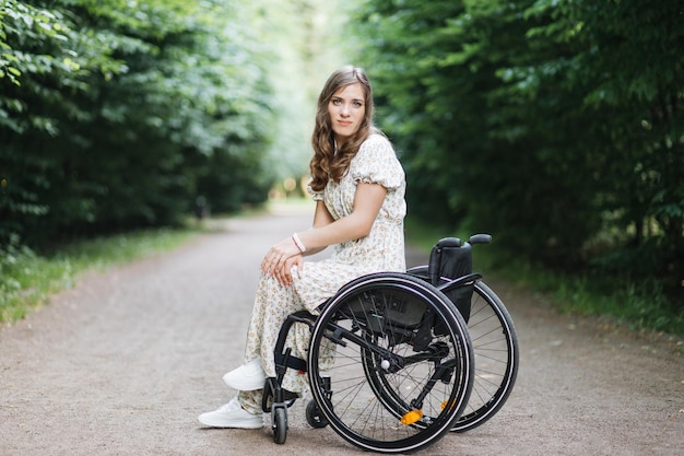 Woman with disability spending summer days at park