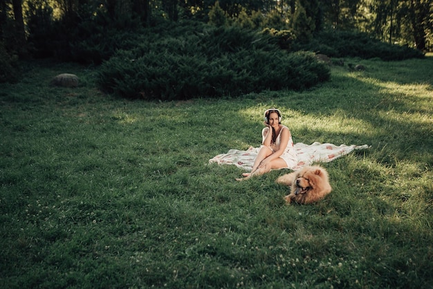 Woman with dog in park