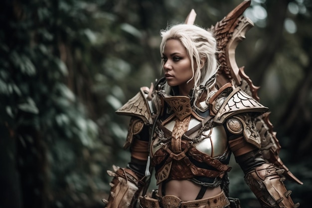 Photo woman with dragon hunter armor