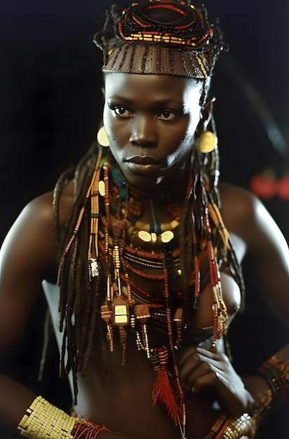 A woman with dreadlocks and a necklace is posing for a photo.