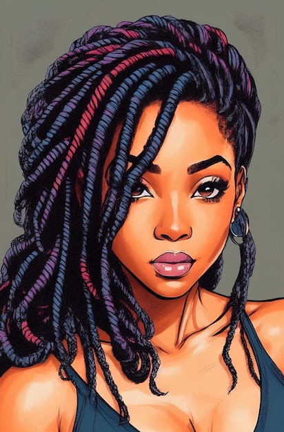 A woman with dreadlocks and a pink lip.