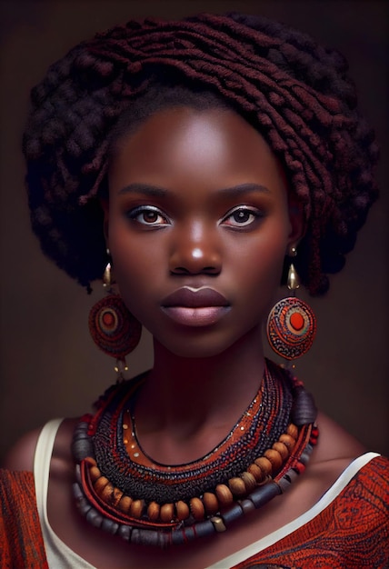 A woman with dreadlocks and a red dress