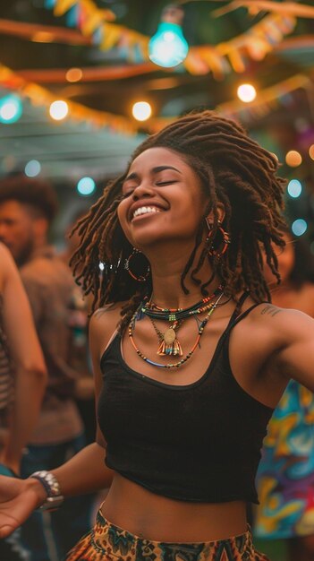 a woman with dreadlocks and a smile