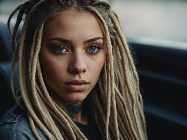 Photo a woman with dreadlocks and a sweater on