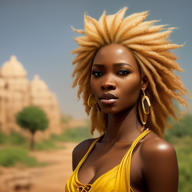 A woman with dreadlocks and a yellow top