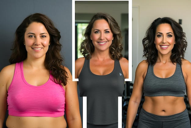 과도한 지방과 튼튼한 은 몸을 가진 여성, 체중 감량 전과 후