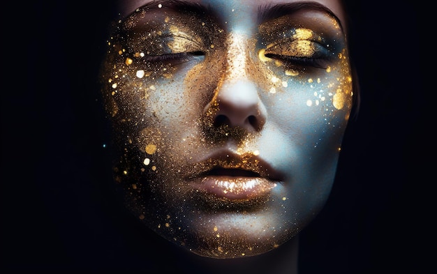 A woman with a face covered in stars