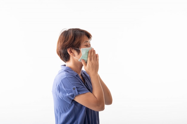 Woman with face mask for coronavirus prevention