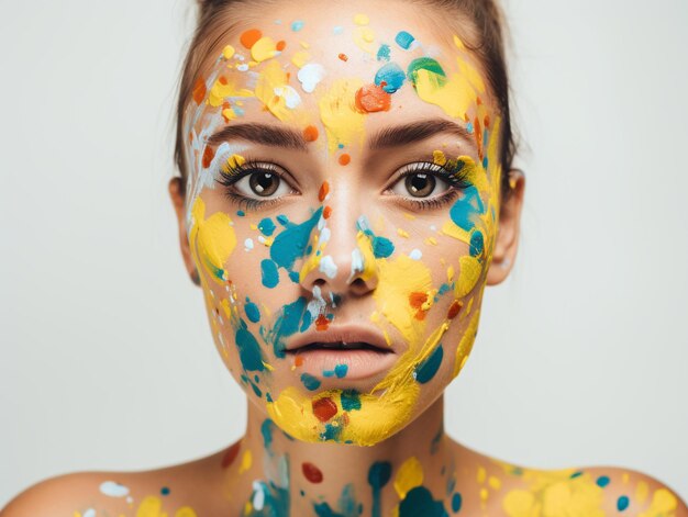 Photo a woman with a face paint on her face