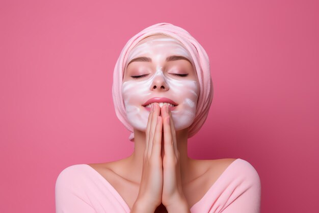 A woman with a facial mask on her face