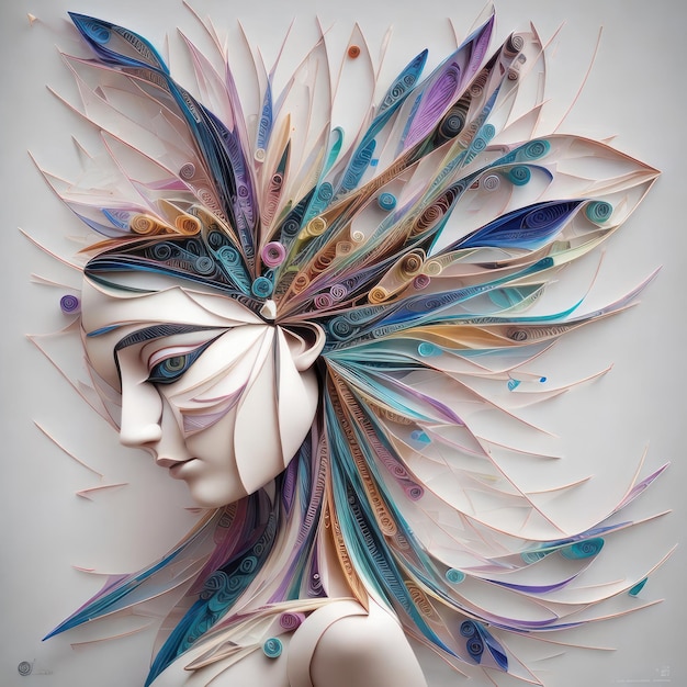 A woman with feathers on her head is titled " the word art ".