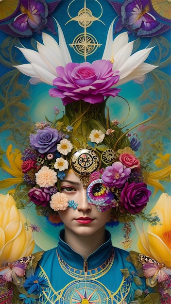 Woman With Floral Mask