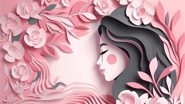 A woman with a flower background