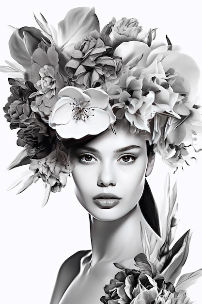 Женщина с цветочной короной на голове