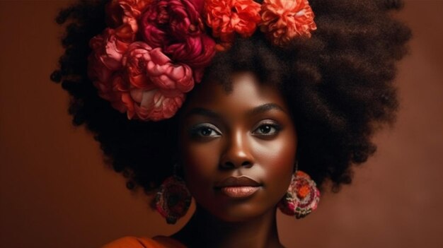 A woman with a flower crown on her head