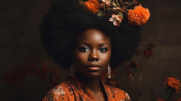 A woman with a flower crown on her head