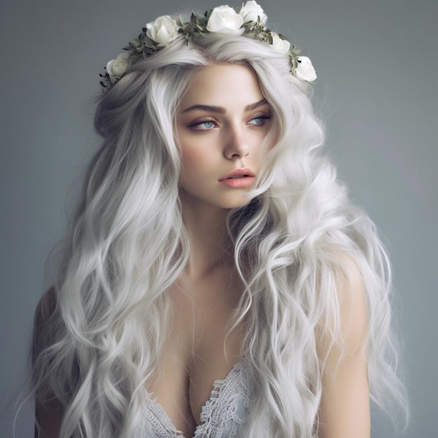 Женщина с цветочной короной на голове