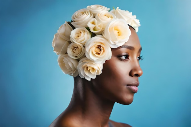 A woman with a flower crown on her head