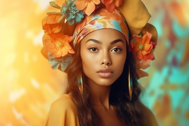 A woman with a flower headband