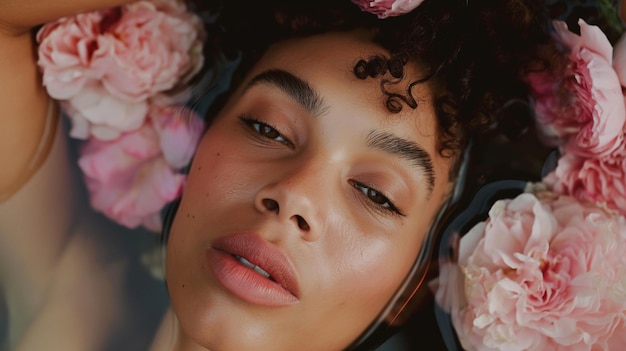 Photo a woman with a flower in her hair