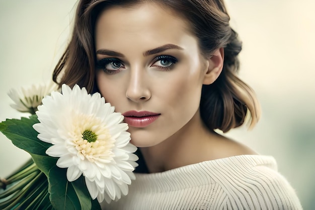 Foto una donna con un fiore tra i capelli