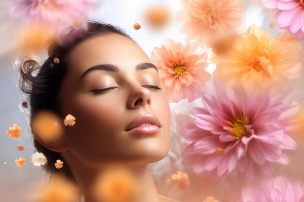 Photo a woman with a flower in her hair