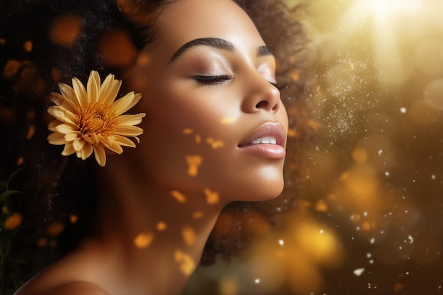 A woman with a flower in her hair