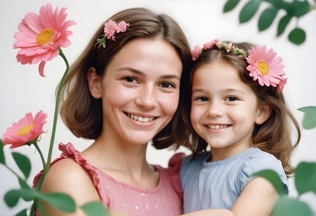 Photo a woman with flowers on her head