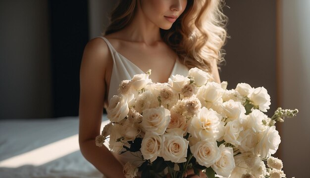 Photo woman with flowers