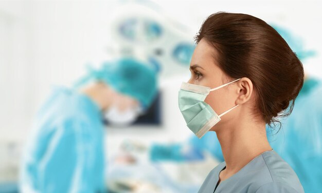 Woman With Flu Mask