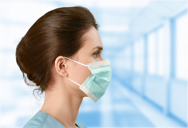 Woman With Flu Mask