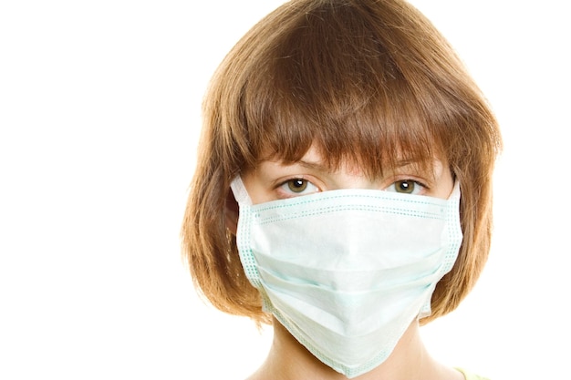 Woman with a flu mask