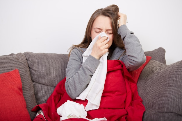 Woman with flu