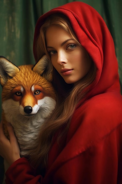 A woman with a fox