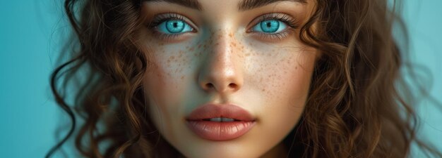 Woman With Freckled Hair and Blue Eyes