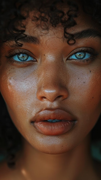 Woman With Freckled Hair and Blue Eyes