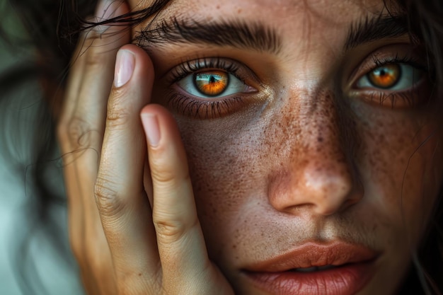 Woman With Freckled Hair and Eyes