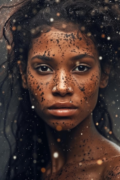 A woman with freckles and freckles on her face