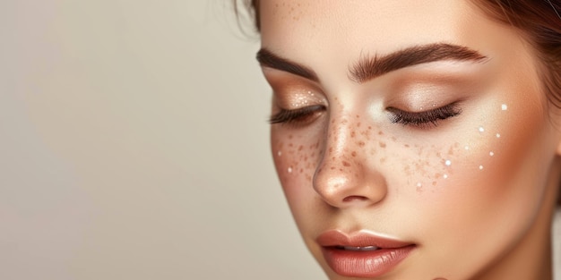 Woman With Freckles on Her Face and Eyes