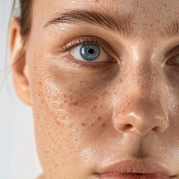 Photo a woman with freckles on her face and a freckles on her face