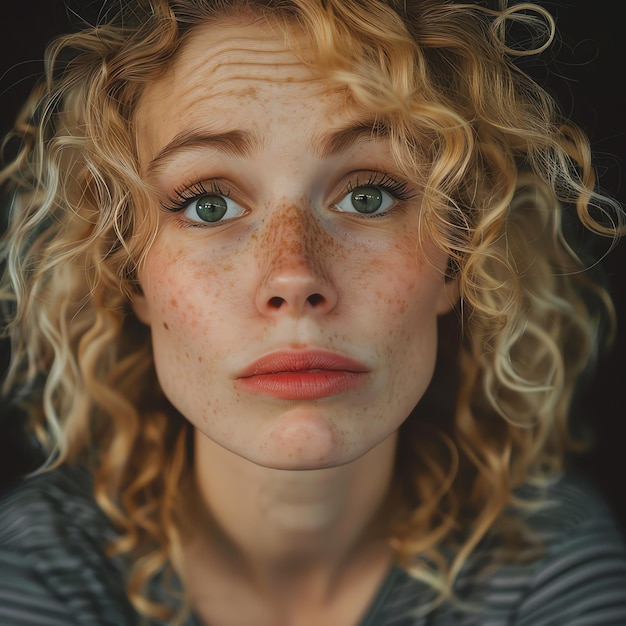 Foto una donna con le lentiggini sulla faccia e una lentiggine sulla faccia